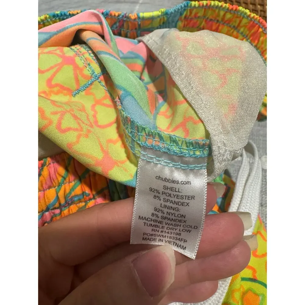 chubbies Pineapple Print Swim Trunks in Yellow, Green, Blue, Pink
